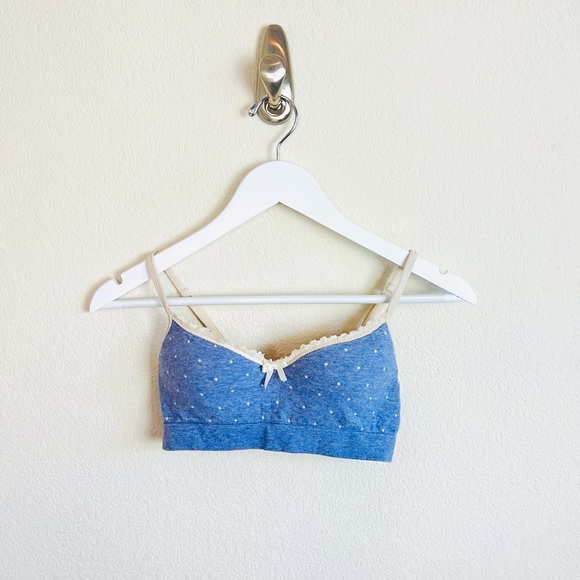 Forever 21 Heathered Blue & Cream Lace Polka Dot Wireless Bra - Picture 1 of 9